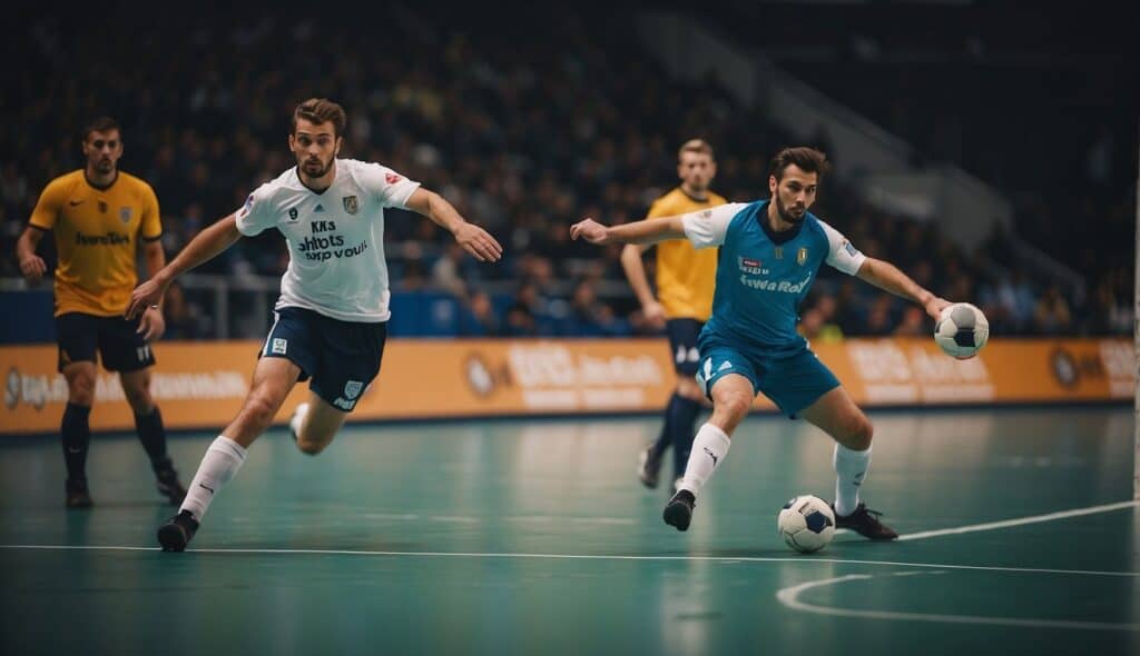 A handball player commits a foul, resulting in a penalty for the opposing team