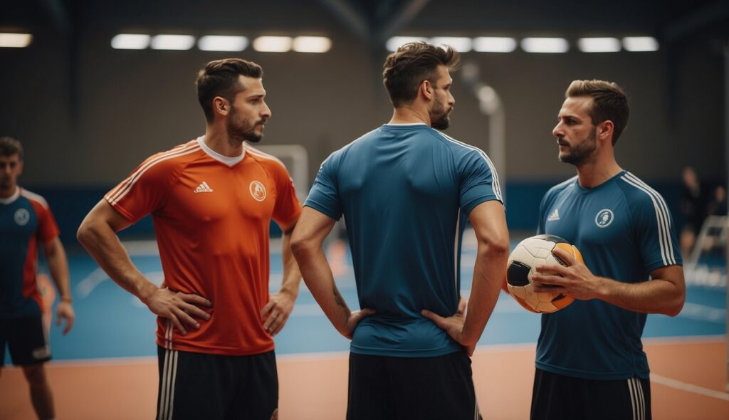 A group of handball players in Germany training and strategizing to build a successful team